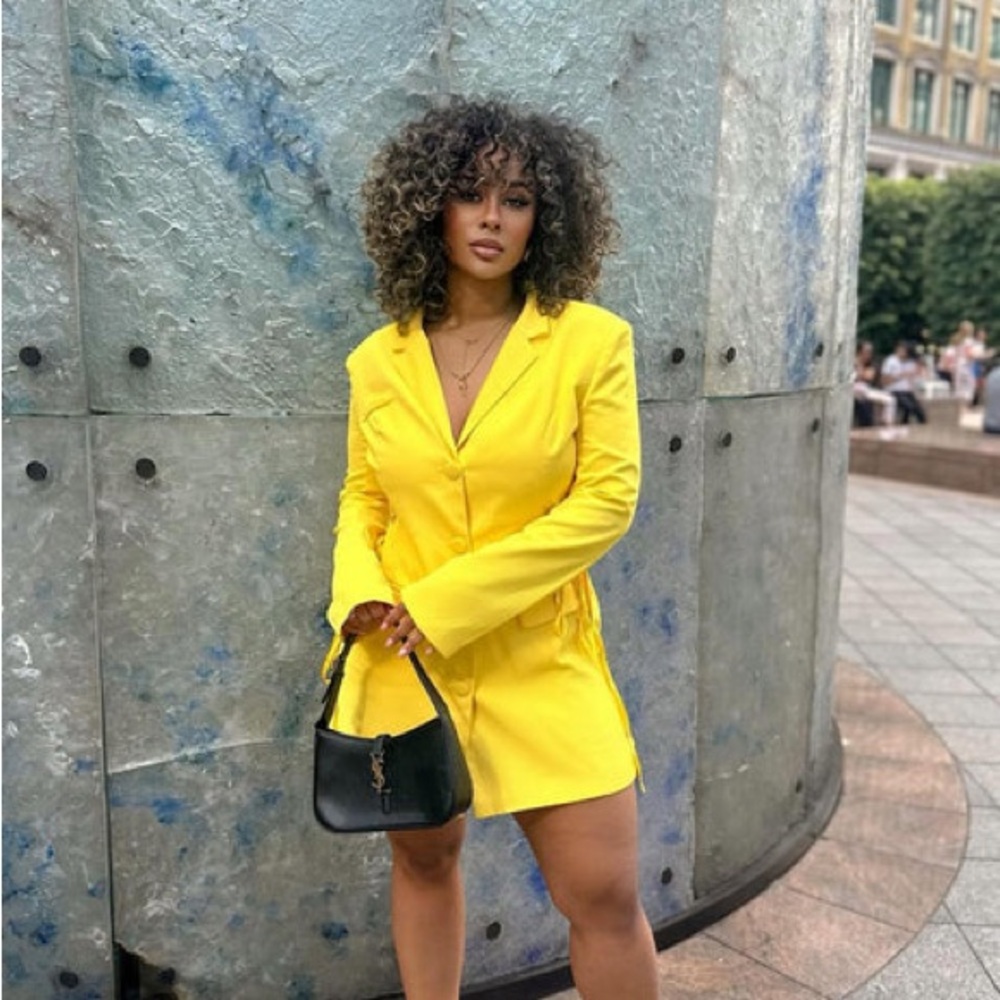 Fashion Nova Yellow Long Sleeve Dress